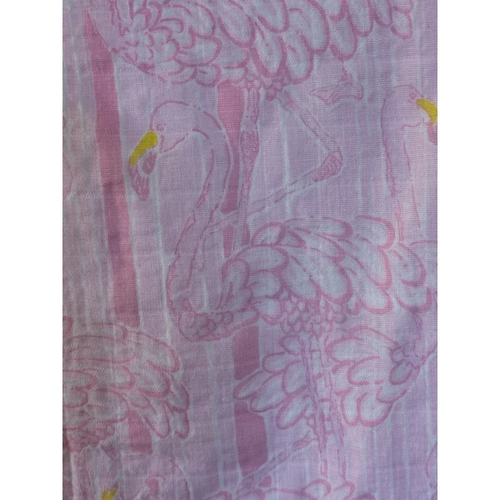 LILLY PULITZER x POTTERY BARN Kids Baby Swaddle Blanket Pink Flamingo 47x47